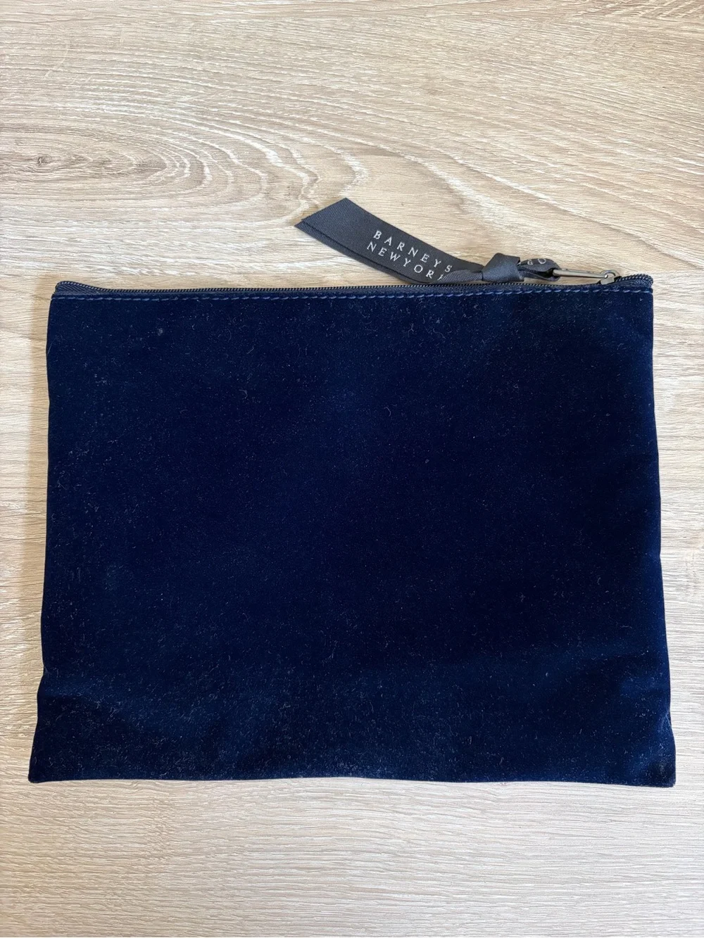 Barneys New York Blue Velvet Metallic Peace Pin Pouch Bag Cosmetic Case